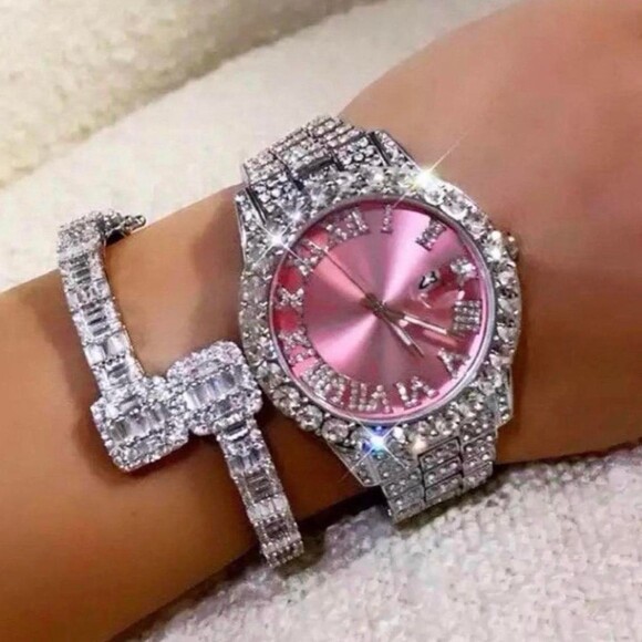 Women\'s Silver and Pink Watch main image 4